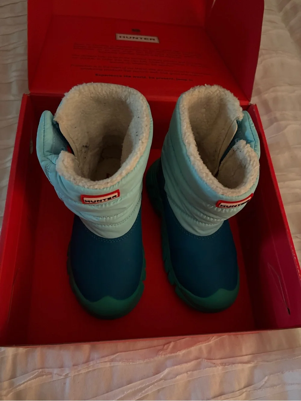 Hunter Kids Teal & Light Blue Insulated Boots with Fleece Lining